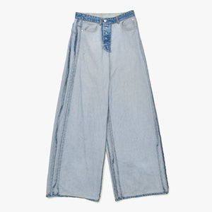 VETEMENTS ヴェトモン 23SS インサイドアウトパッチバギーデニムパンツ インディゴ UE63PA265N サイズS 美品 中古 4a009309