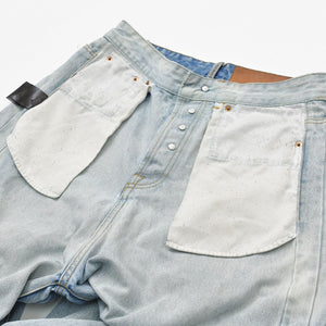 VETEMENTS ヴェトモン 23SS インサイドアウトパッチバギーデニムパンツ インディゴ UE63PA265N サイズS 美品 中古 4a009309