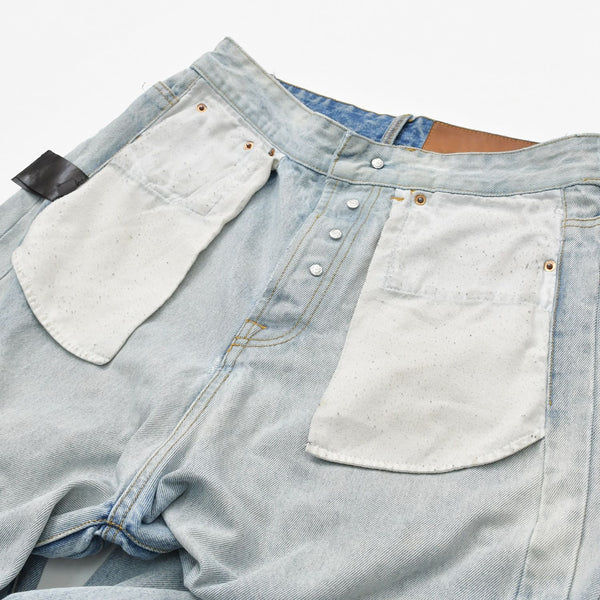 VETEMENTS ヴェトモン 23SS インサイドアウトパッチバギーデニムパンツ インディゴ UE63PA265N サイズS 美品 中古 4a009309