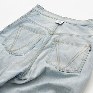 VETEMENTS ヴェトモン 23SS インサイドアウトパッチバギーデニムパンツ インディゴ UE63PA265N サイズS 美品 中古 4a009309