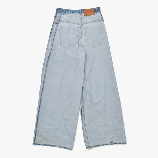 VETEMENTS ヴェトモン 23SS インサイドアウトパッチバギーデニムパンツ インディゴ UE63PA265N サイズS 美品 中古 4a009309