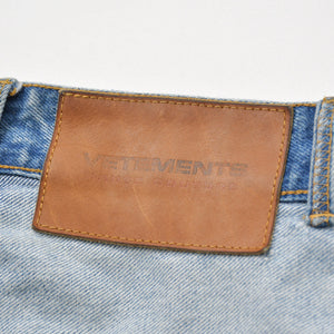 VETEMENTS ヴェトモン 23SS インサイドアウトパッチバギーデニムパンツ インディゴ UE63PA265N サイズS 美品 中古 4a009309