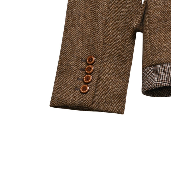Very good condition Alexander McQueen Tweed jacket 168183 Size 40 Brown Herringbone Personal period Used 4a009314