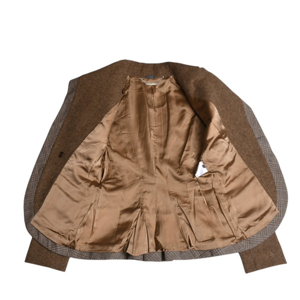Very good condition Alexander McQueen Tweed jacket 168183 Size 40 Brown Herringbone Personal period Used 4a009314