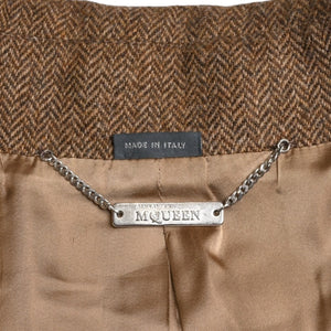 Very good condition Alexander McQueen Tweed jacket 168183 Size 40 Brown Herringbone Personal period Used 4a009314