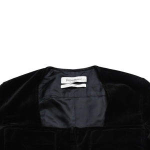 極美品 YVES SAINT LAURENT イヴサンローラン ベロアジャケット V58T コットン ブラック アンティークゴールド金具 サイズ36 中古 4a009335