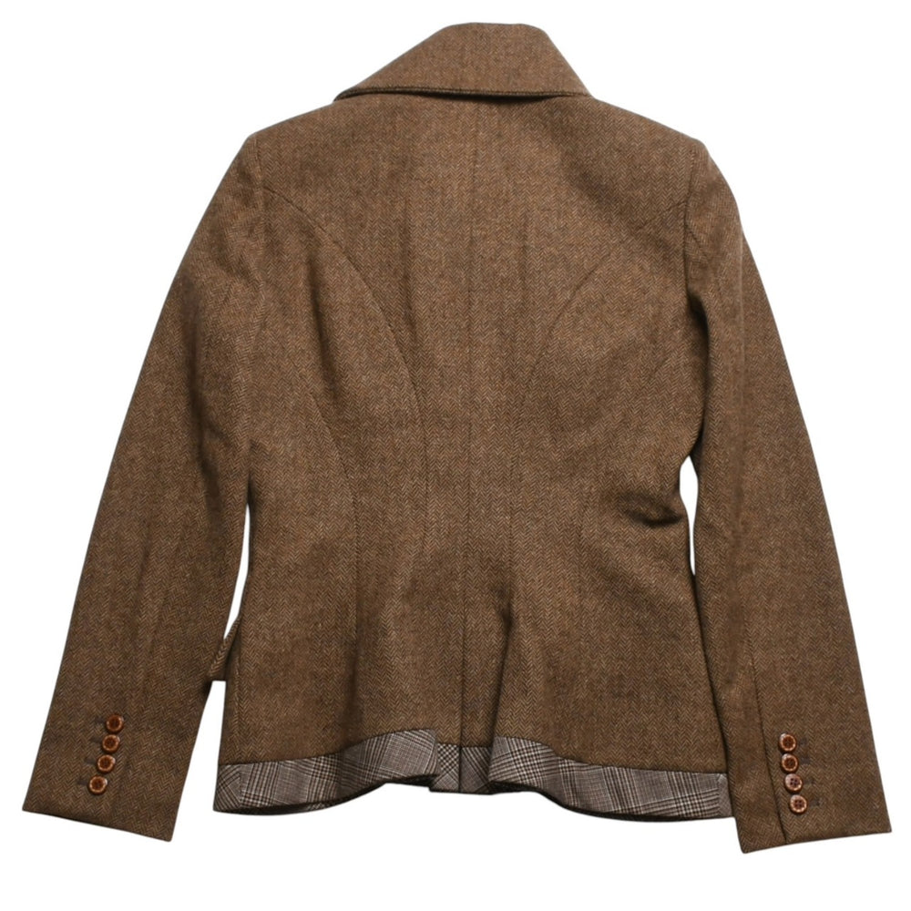 極美品 Alexander McQueen アレキサンダー マックイーン ツイードジャケット 168183 サイズ40 ブラウン ヘリンボーン 本人期 中古 4a009314