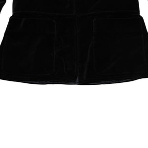 極美品 YVES SAINT LAURENT イヴサンローラン ベロアジャケット V58T コットン ブラック アンティークゴールド金具 サイズ36 中古 4a009335