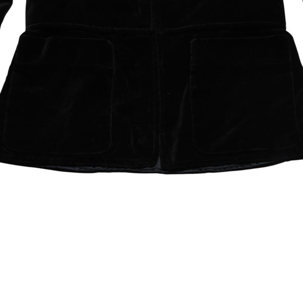 極美品 YVES SAINT LAURENT イヴサンローラン ベロアジャケット V58T コットン ブラック アンティークゴールド金具 サイズ36 中古 4a009335