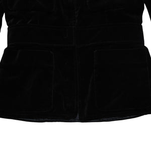 極美品 YVES SAINT LAURENT イヴサンローラン ベロアジャケット V58T コットン ブラック アンティークゴールド金具 サイズ36 中古 4a009335
