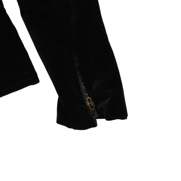 極美品 YVES SAINT LAURENT イヴサンローラン ベロアジャケット V58T コットン ブラック アンティークゴールド金具 サイズ36 中古 4a009335