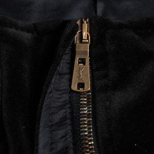 極美品 YVES SAINT LAURENT イヴサンローラン ベロアジャケット V58T コットン ブラック アンティークゴールド金具 サイズ36 中古 4a009335