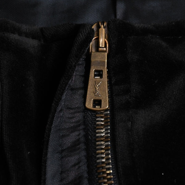 極美品 YVES SAINT LAURENT イヴサンローラン ベロアジャケット V58T コットン ブラック アンティークゴールド金具 サイズ36 中古 4a009335