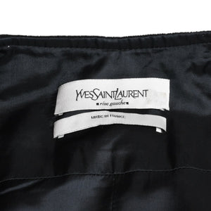 極美品 YVES SAINT LAURENT イヴサンローラン ベロアジャケット V58T コットン ブラック アンティークゴールド金具 サイズ36 中古 4a009335