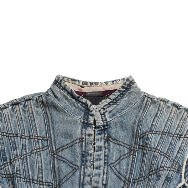 極美品 Alexander McQueen アレキサンダー マックイーン 02FW デニムジャケット 104044 サイズ38 ダブレット コルセット 中古 4a009316