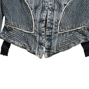 極美品 Alexander McQueen アレキサンダー マックイーン 02FW デニムジャケット 104044 サイズ38 ダブレット コルセット 中古 4a009316