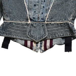 極美品 Alexander McQueen アレキサンダー マックイーン 02FW デニムジャケット 104044 サイズ38 ダブレット コルセット 中古 4a009316