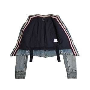 極美品 Alexander McQueen アレキサンダー マックイーン 02FW デニムジャケット 104044 サイズ38 ダブレット コルセット 中古 4a009316