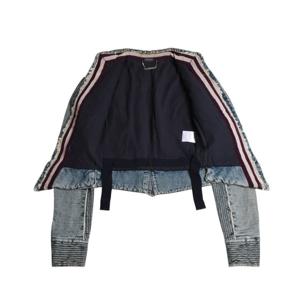 極美品 Alexander McQueen アレキサンダー マックイーン 02FW デニムジャケット 104044 サイズ38 ダブレット コルセット 中古 4a009316