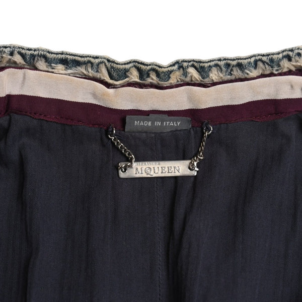 極美品 Alexander McQueen アレキサンダー マックイーン 02FW デニムジャケット 104044 サイズ38 ダブレット コルセット 中古 4a009316