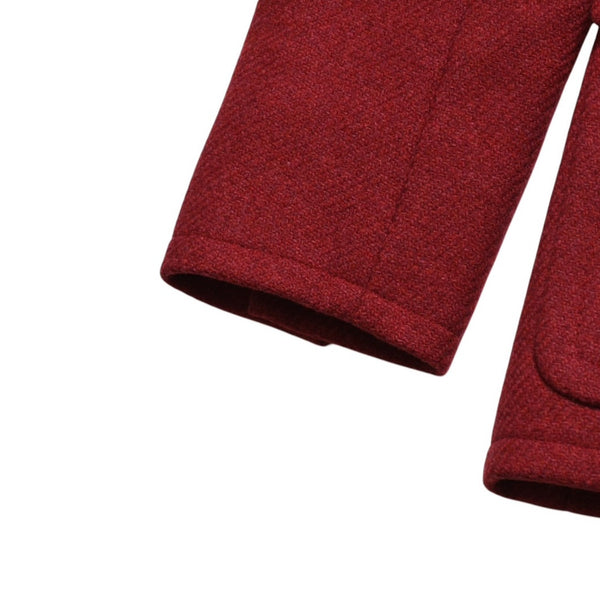 極美品 YVES SAINT LAURENT イヴサンローラン ベロア切り替え ヴィンテージジャケット ウール レッド ブラック サイズ36 中古 4a009337