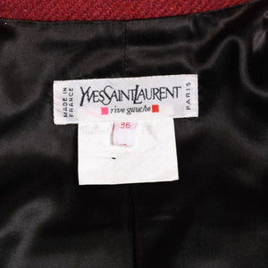 極美品 YVES SAINT LAURENT イヴサンローラン ベロア切り替え ヴィンテージジャケット ウール レッド ブラック サイズ36 中古 4a009337