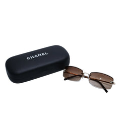 極美品 CHANEL シャネル リムレス サングラス アイウェア 4093-B c.125/13 サイズ59□16 130 ココマーク ブラウン 中古 4a001584