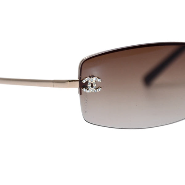 極美品 CHANEL シャネル リムレス サングラス アイウェア 4093-B c.125/13 サイズ59□16 130 ココマーク ブラウン 中古 4a001584