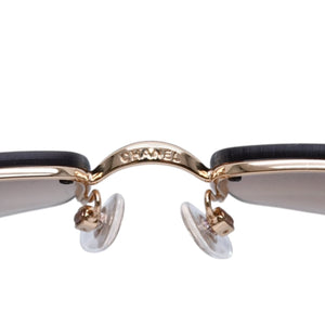極美品 CHANEL シャネル リムレス サングラス アイウェア 4093-B c.125/13 サイズ59□16 130 ココマーク ブラウン 中古 4a001584