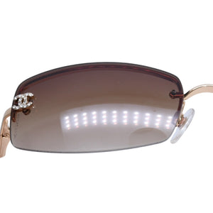 極美品 CHANEL シャネル リムレス サングラス アイウェア 4093-B c.125/13 サイズ59□16 130 ココマーク ブラウン 中古 4a001584