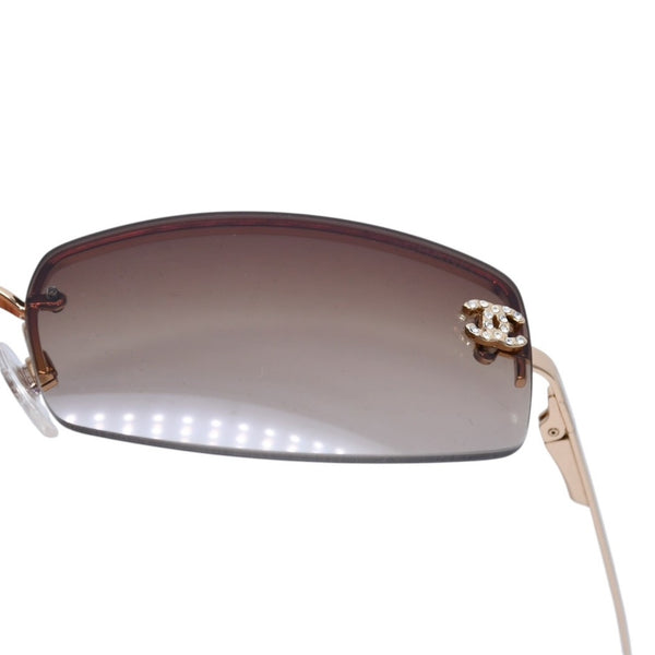極美品 CHANEL シャネル リムレス サングラス アイウェア 4093-B c.125/13 サイズ59□16 130 ココマーク ブラウン 中古 4a001584