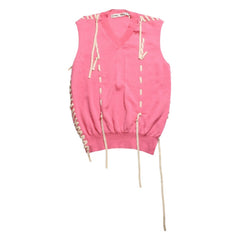 Very Good Condition COMME des GARCONS Knit Vest GO-N003 AD2005 One Size Lace Up Wool Pink Used 4a009321