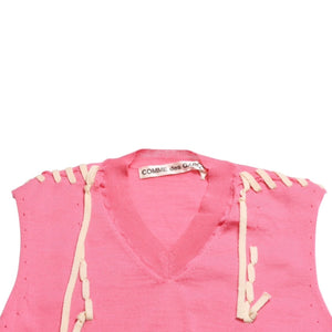 Very Good Condition COMME des GARCONS Knit Vest GO-N003 AD2005 One Size Lace Up Wool Pink Used 4a009321
