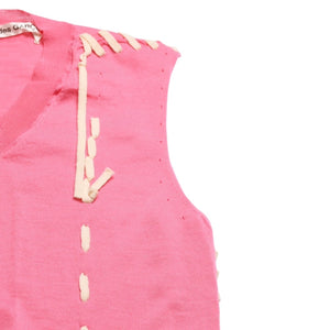 Very Good Condition COMME des GARCONS Knit Vest GO-N003 AD2005 One Size Lace Up Wool Pink Used 4a009321