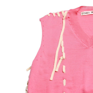 Very Good Condition COMME des GARCONS Knit Vest GO-N003 AD2005 One Size Lace Up Wool Pink Used 4a009321