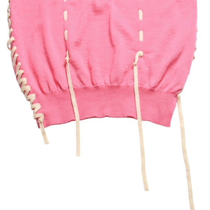 Very Good Condition COMME des GARCONS Knit Vest GO-N003 AD2005 One Size Lace Up Wool Pink Used 4a009321