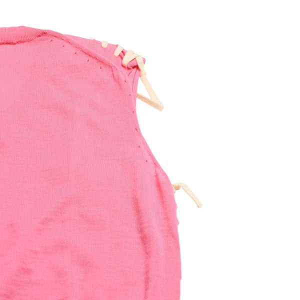 Very Good Condition COMME des GARCONS Knit Vest GO-N003 AD2005 One Size Lace Up Wool Pink Used 4a009321