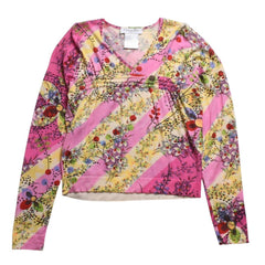 Christian Dior V-neck long sleeve cut and sew 3E13055101 Size 36 Pink Multicolor Galliano period Good used 4a009330