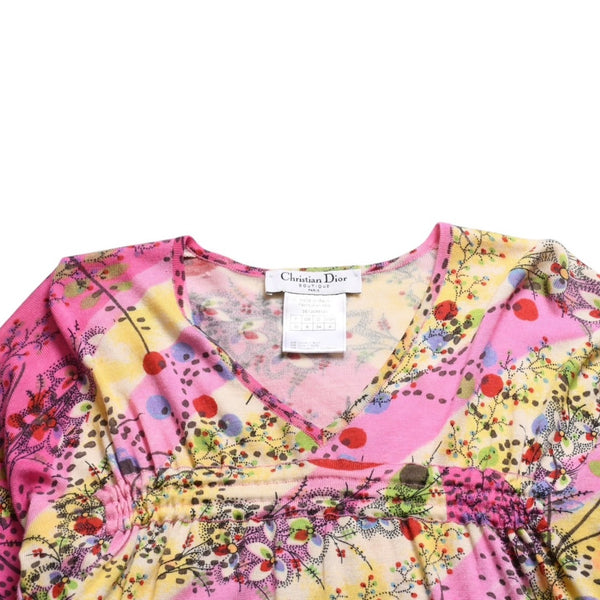 Christian Dior V-neck long sleeve cut and sew 3E13055101 Size 36 Pink Multicolor Galliano period Good used 4a009330