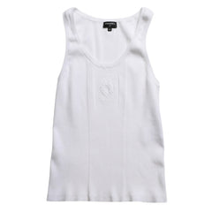Like new CHANEL Coco Mark Logo Tank Top Sleeveless P80152K11643 White Silver Hardware Used 4a008659