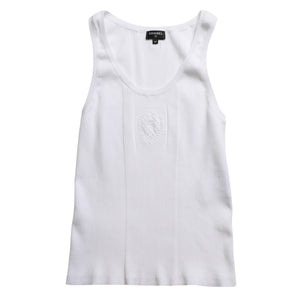 Like new CHANEL Coco Mark Logo Tank Top Sleeveless P80152K11643 White Silver Hardware Used 4a008659
