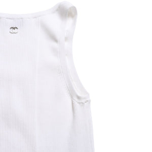 Like new CHANEL Coco Mark Logo Tank Top Sleeveless P80152K11643 White Silver Hardware Used 4a008659