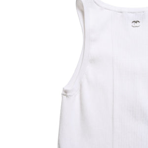 Like new CHANEL Coco Mark Logo Tank Top Sleeveless P80152K11643 White Silver Hardware Used 4a008659