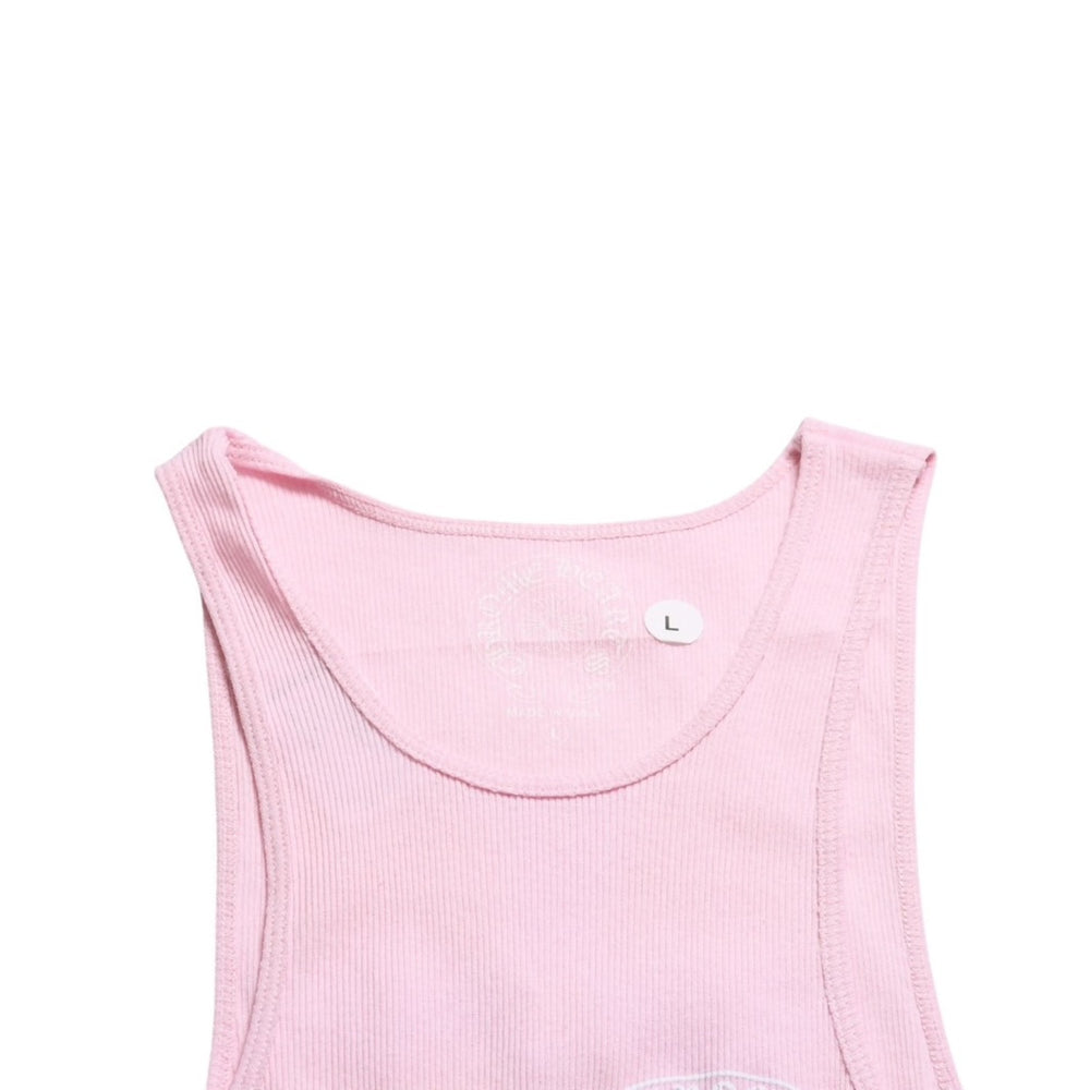 Like new CHROME HEARTS Tank Top Size L CH Cross Old English Pink White Print Used 4a009393