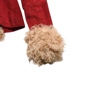 Extremely beautiful item DOLCE&GABBANA Dolce &amp; Gabbana Suede Vintage Boa Jacket, Polyester, Red, Size 11, Used, 4a009332
