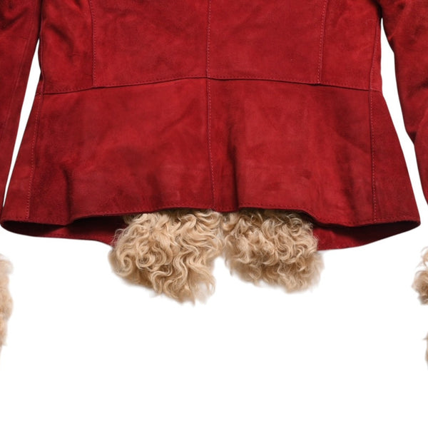 Extremely beautiful item DOLCE&GABBANA Dolce &amp; Gabbana Suede Vintage Boa Jacket, Polyester, Red, Size 11, Used, 4a009332
