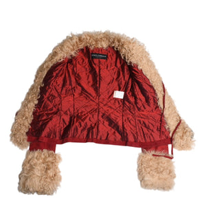 Extremely beautiful item DOLCE&GABBANA Dolce &amp; Gabbana Suede Vintage Boa Jacket, Polyester, Red, Size 11, Used, 4a009332