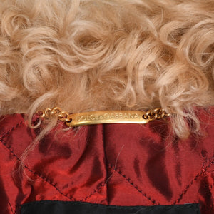Extremely beautiful item DOLCE&GABBANA Dolce &amp; Gabbana Suede Vintage Boa Jacket, Polyester, Red, Size 11, Used, 4a009332
