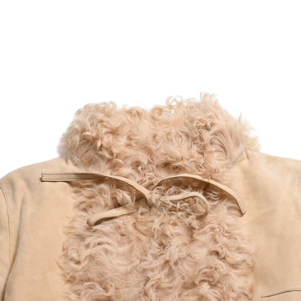 Extremely beautiful item DOLCE&GABBANA Dolce &amp; Gabbana Suede Vintage Boa Jacket, Polyester, Beige, Size 11, Used, 4a009331