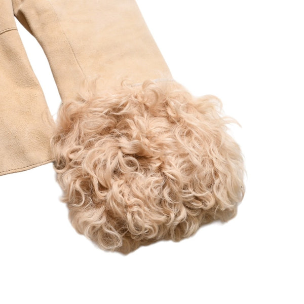 Extremely beautiful item DOLCE&GABBANA Dolce &amp; Gabbana Suede Vintage Boa Jacket, Polyester, Beige, Size 11, Used, 4a009331